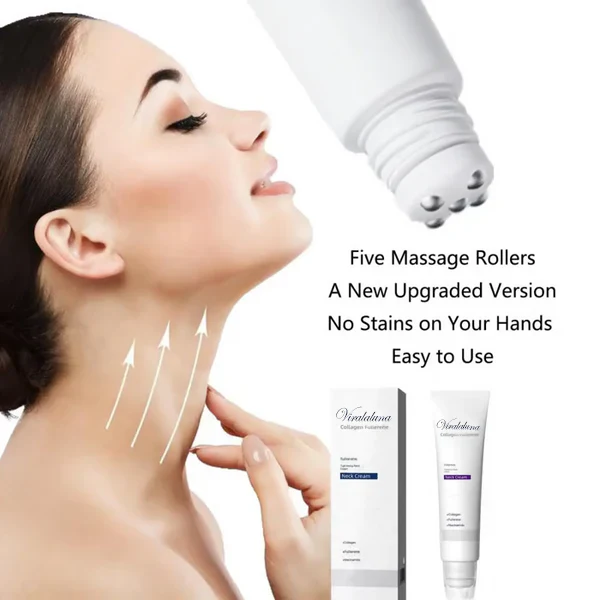 Roller Massage Neck Cream 🧴 Collagen & Hyaluronic Acid | Firms Neck, Reduces Wrinkles & Double Chin - Image 2