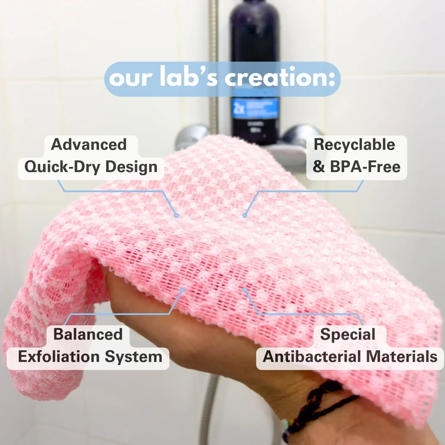 Viralaluna Exfoliating Antibacterial Shower Towel - Image 7