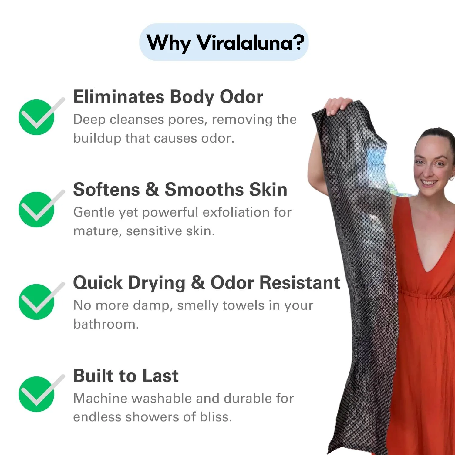 Viralaluna Exfoliating Antibacterial Shower Towel - Image 9